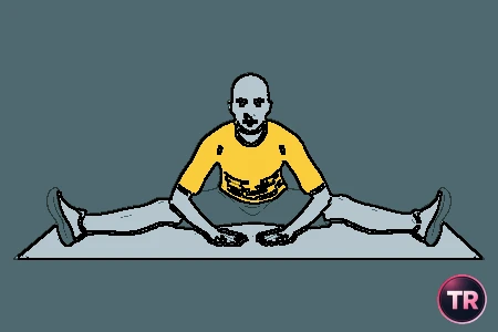 Stretch adductors seated and incline forward