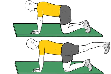 Patadas atrás en cuadrupedia con pierna estirada