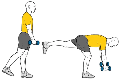 Peso muerto a una pierna con mancuernas