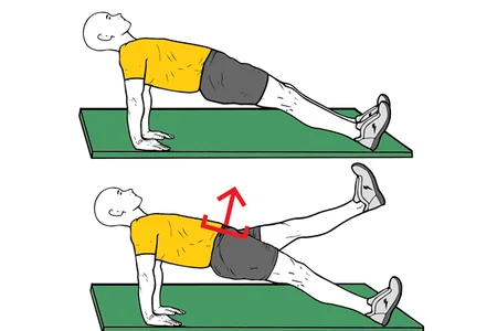 Plancha inversa con elevación de pierna