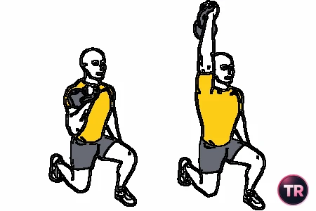 Press de hombro con Kettlebell una rodilla en el suelo
