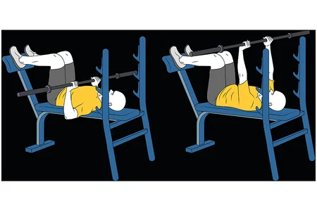 Press de banca con barra rodillas flexionadas