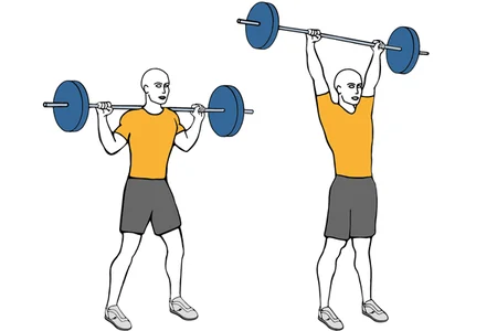 Shoulder press behind the neck with barbell standing