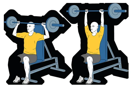 Press frontal de hombro con barra sentado con respaldo
