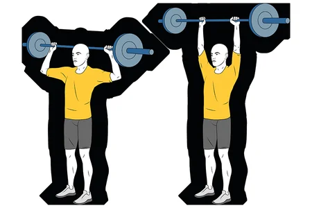 Press frontal de hombro de pie con barra