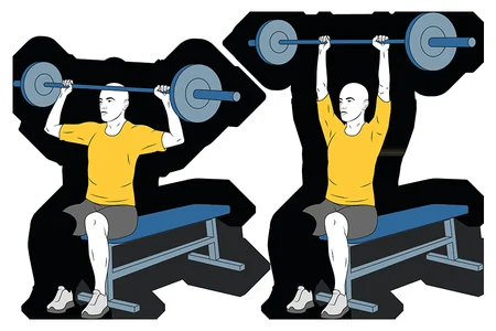 Press frontal de hombro sentado con barra