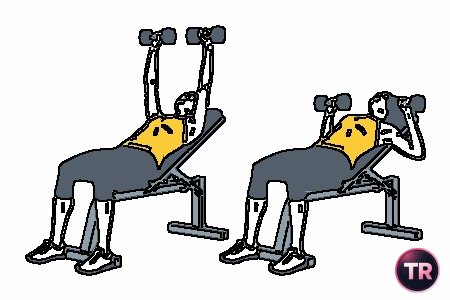 Press pectoral con mancuernas en banco inclinado