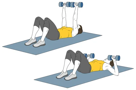 Press pectoral con mancuernas tumbado en el suelo