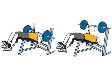 Press pectoral declinado con barra