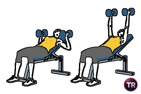 Press pectoral con mancuernas en banco inclinado agarre neutro