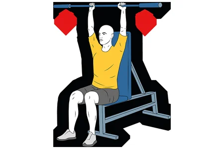 Press tras nuca con barra sentado con apoyo