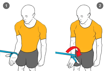 Pronación de  muñeca con banda elástica