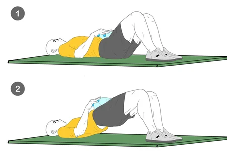 Puente de glúteos con botella de agua