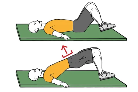 Puente de glúteos con apoyo en talones