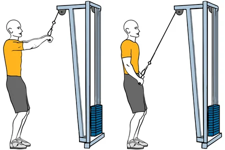 Pullover con cable-polea de pie