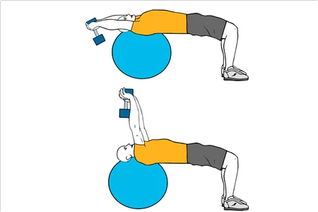 Pullover con mancuerna sobre pelota de pilates