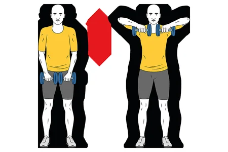 Remo al cuello con mancuernas