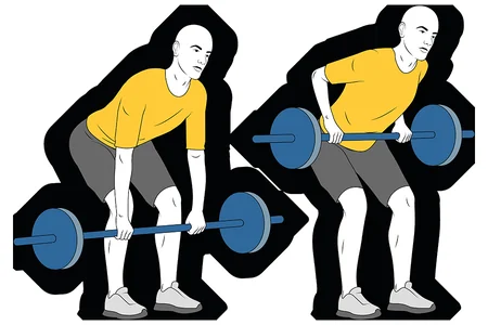 Remo con barra de pie