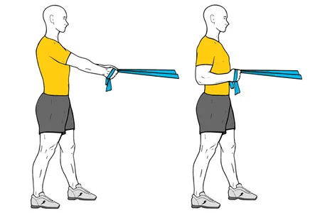 Remo de pie con banda elástica