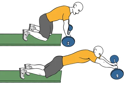 Rodar de rodillas con barra