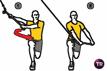 Rotación de cintura con pierna flexionada en polea