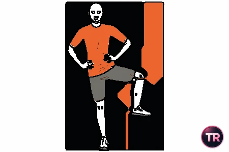 Rotación externa de cadera de pie con rodilla levantada