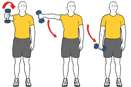 Scaption excentrico con mancuerna