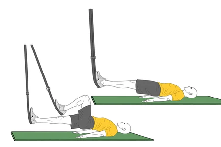 Flexion des jambes comme vélo avec TRX
