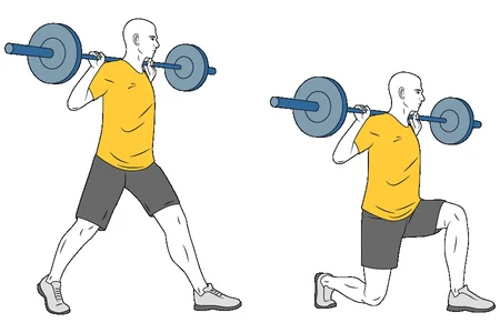 Zancada adelante con barra