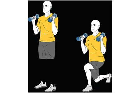 Zancada adelante con mancuernas