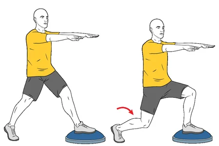 Zancada adelante sobre bosu