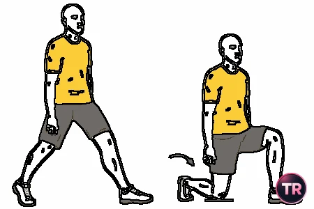 Zancada adelante y rodilla al suelo