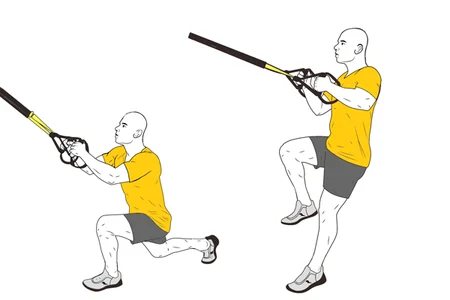 Zancada atrás y salto con Trx