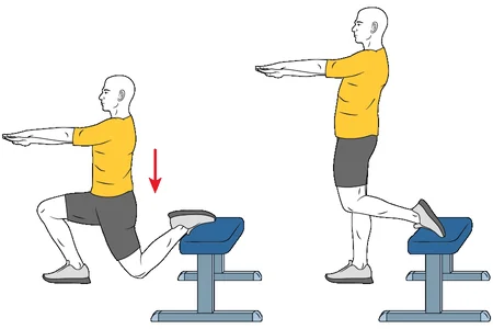 Zancada con la otra pierna elevada o sentadilla bulgara
