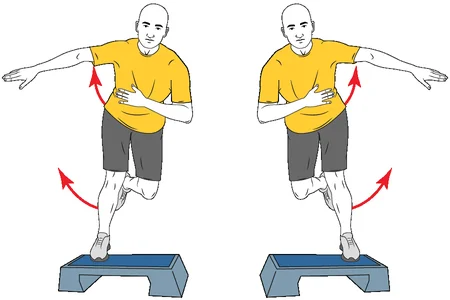 Zancada de patinaje sobre step