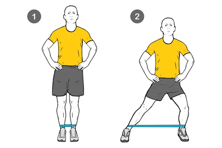 Zancadas laterales con banda elástica