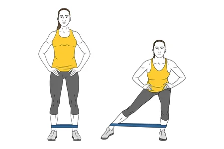 Zancadas laterales con banda elástica