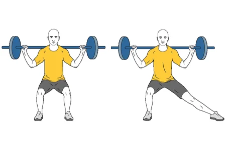 Zancada lateral con barra