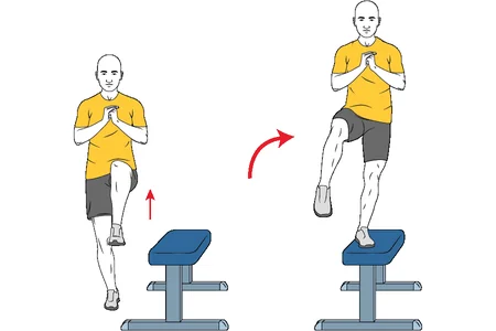 Zancada lateral sobre banco