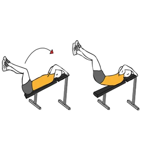 Elevación de piernas en banco inclinado