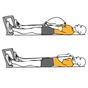Biceps curl with a cable machine lying on the floor