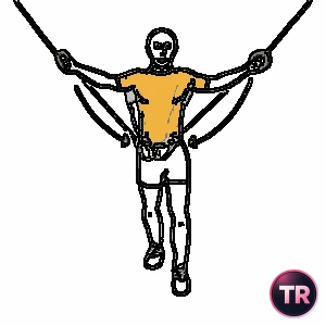Cruces de pectoral con polea juntado las manos