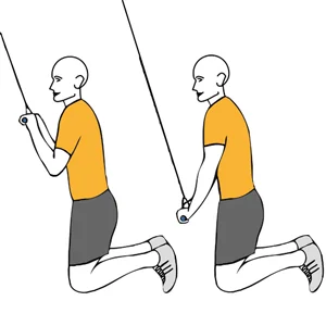 Extensión de triceps con cable-polea de rodillas