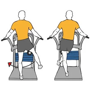 Hip adduction on a machine standing