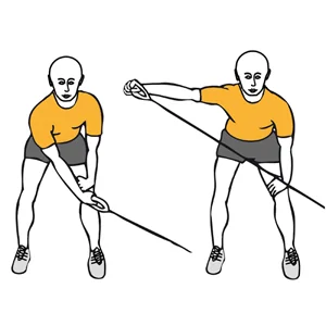 Tirón diagonal a una mano con cable-polea de pie