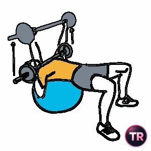 Chest press with barbell on a stability ball