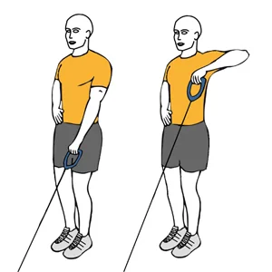 Remo a una mano de pie con cable-polea