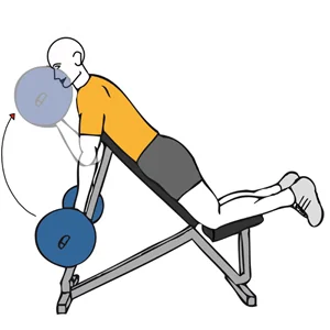 Curl de biceps con barra boca abajo en banco inclinado