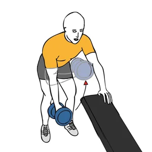 Curl de biceps al pecho con mancuerna y cuerpo inclinado