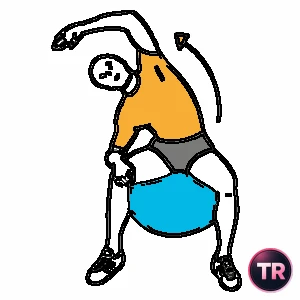 Estiramiento de abdominales oblicuos sobre pelota de Pilates